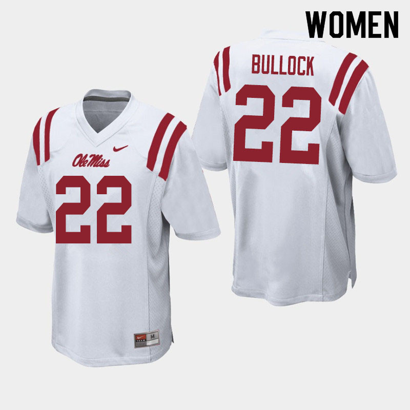 Kentrel Bullock Ole Miss Rebels NCAA Women's White #22 Stitched Limited College Football Jersey BBN4458WR